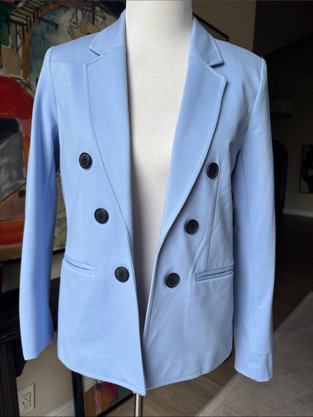 Jones New York Light Blue Double-Breasted Blazer